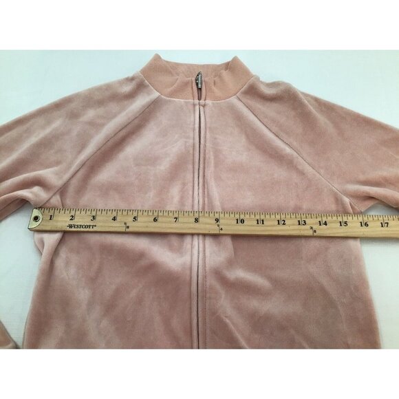 GUESS Womens Size XS Pink Zippered Velour Track Jacket - Picture 6 of 7